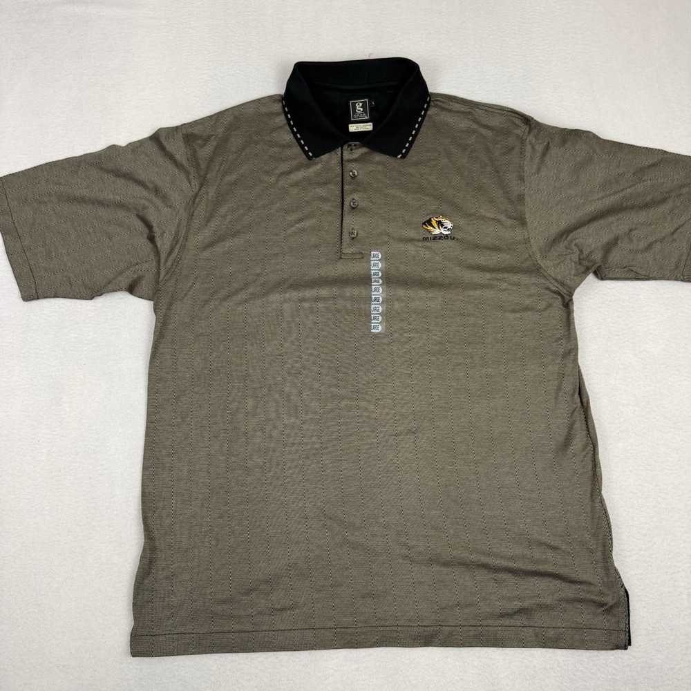 Gear For Sports Mizzou Tigers Polo Shirt Mens Large Gold Tan Mercerized Cotton